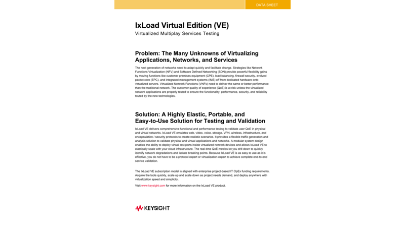 IxLoad Virtual Edition (VE)